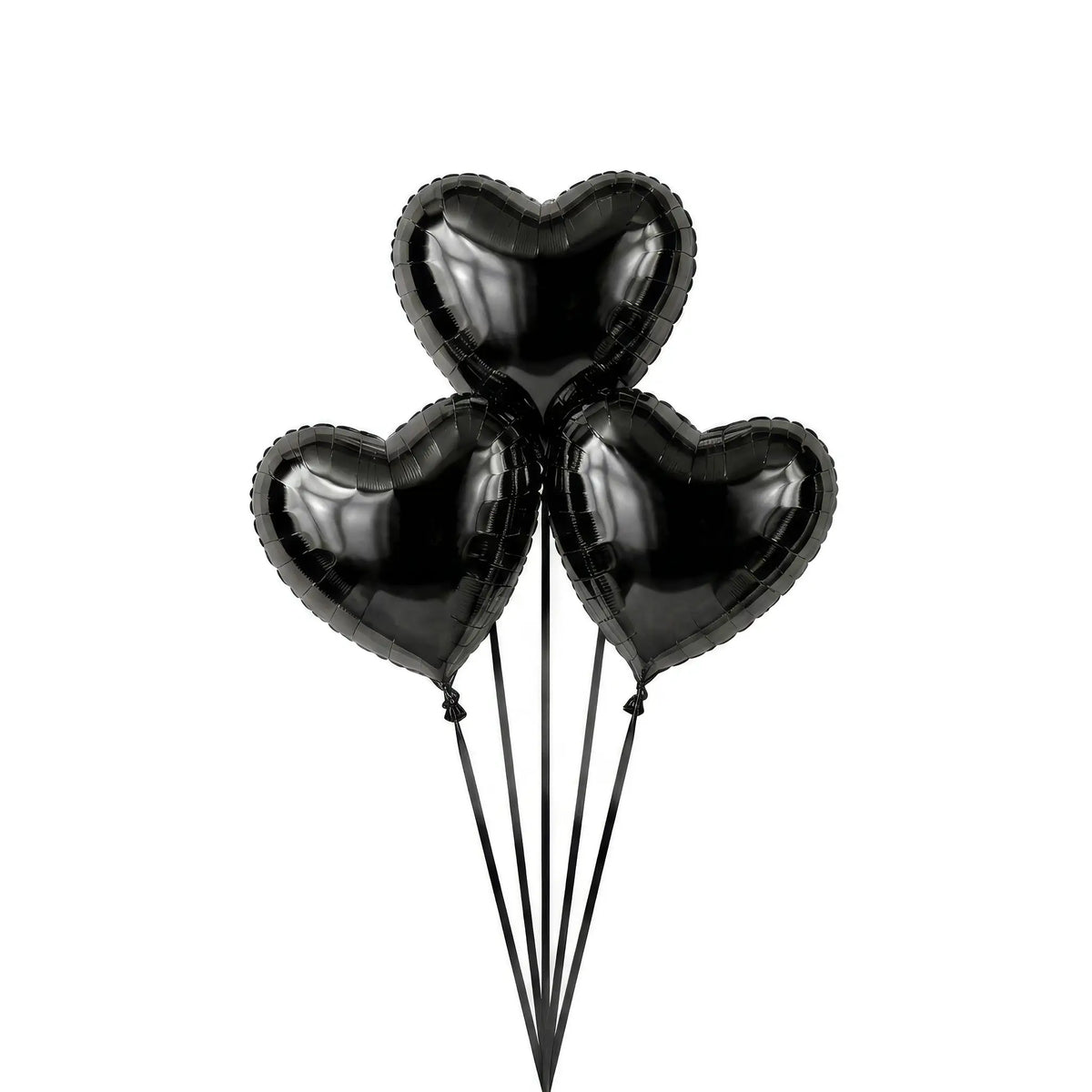 Three black heart helium balloons by The SoArt