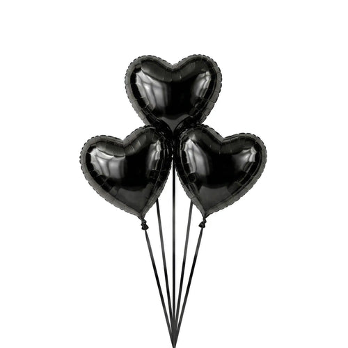 Three black heart helium balloons by The SoArt