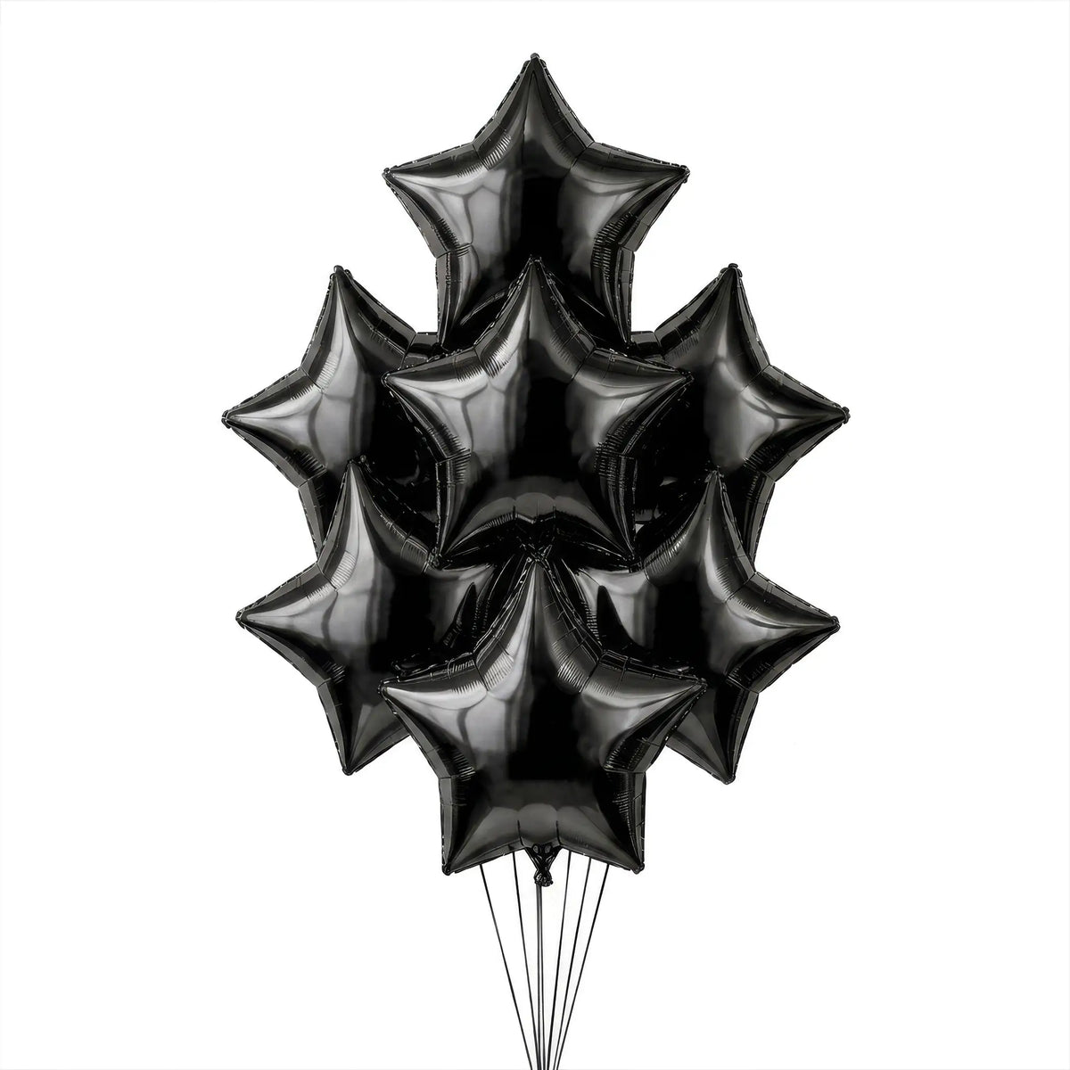 Seven black star helium balloons by The SoArt