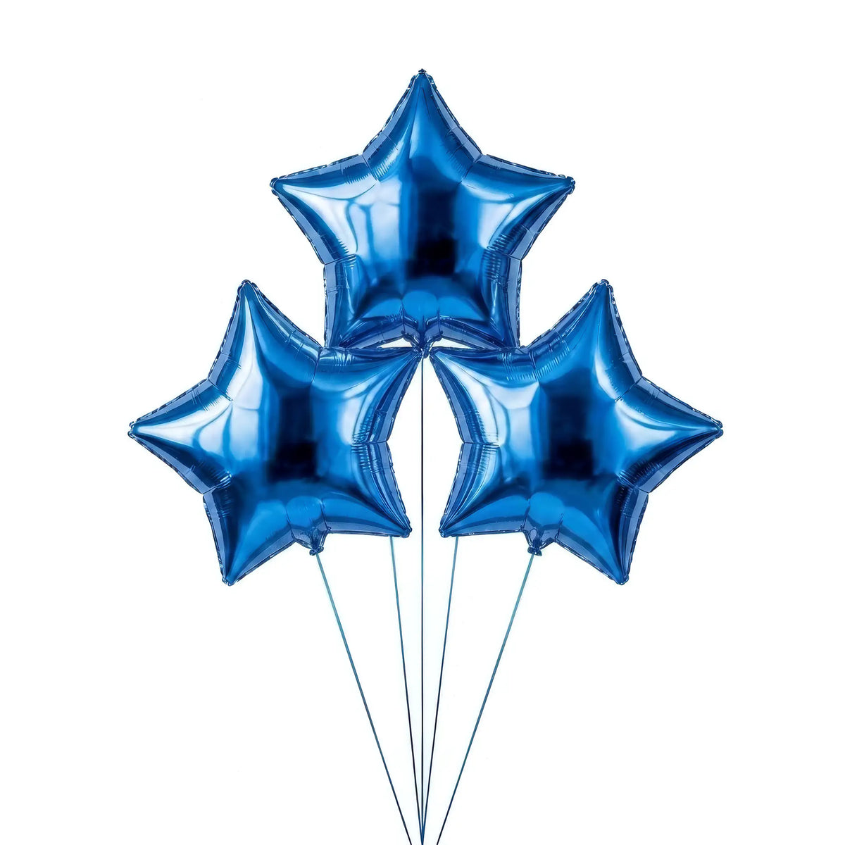 Three blue star helium balloons by The SoArt