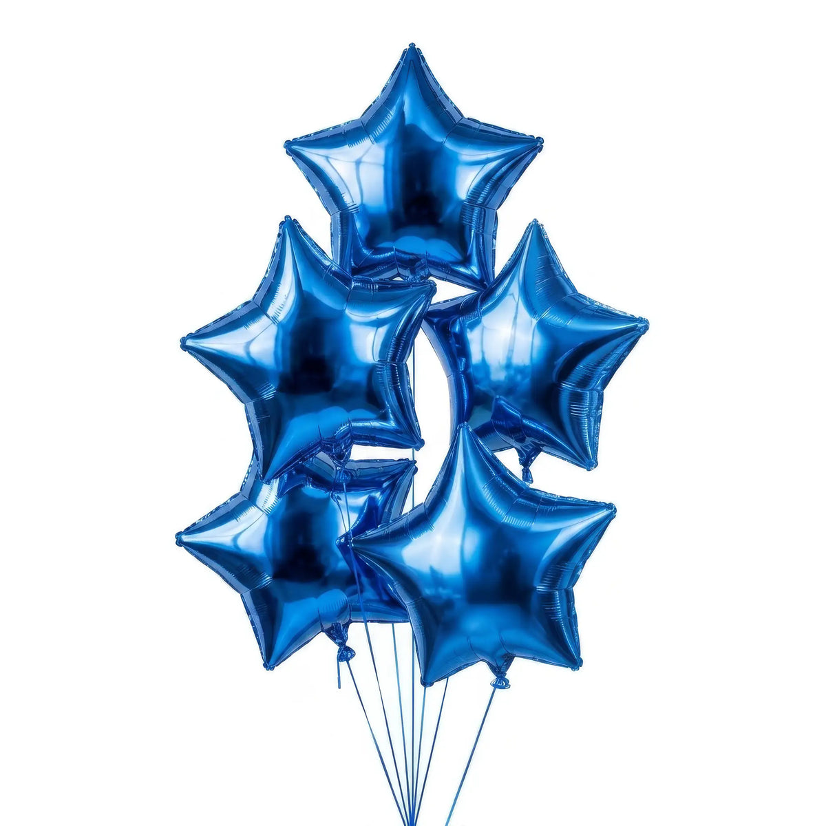 Five blue star helium balloons by The SoArt
