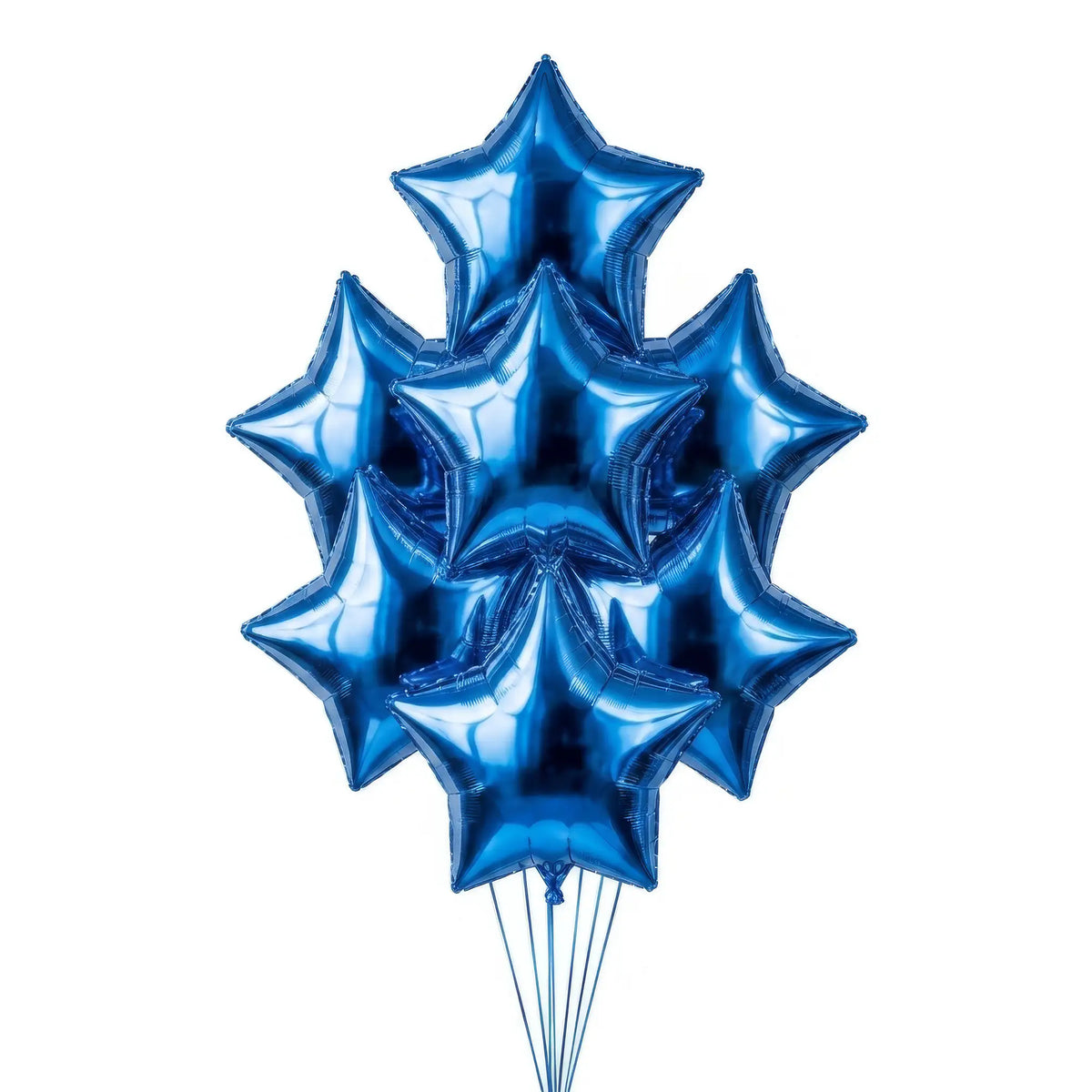 Seven blue star helium balloons by The SoArt