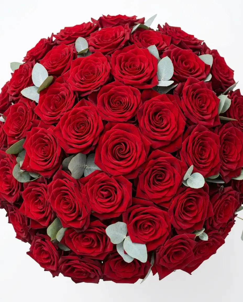 Close-up of Classic Rose hand-tied rose bouquet