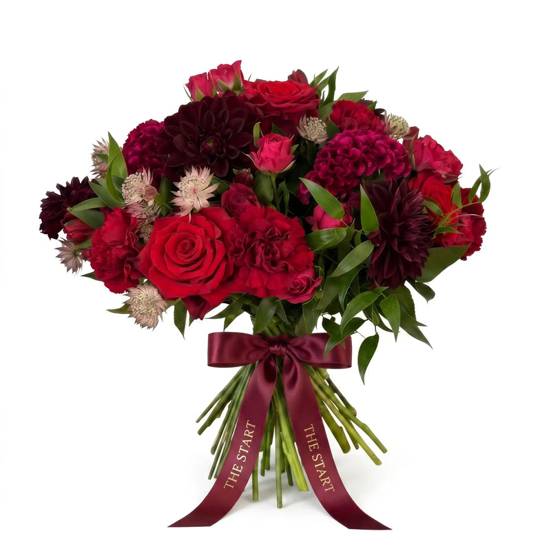 Crimson Kiss hand-tied flower bouquet by The SoArt
