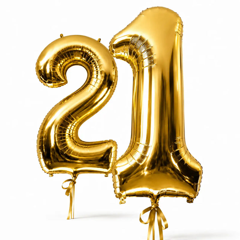 Giant gold number helium balloons by The SoArt
