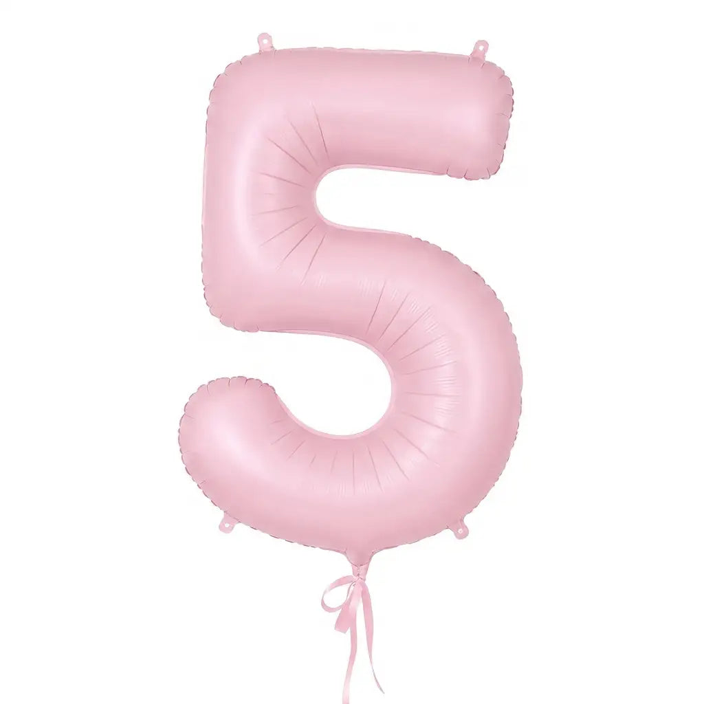 Giant pastel matte pink number 5 helium balloon by The SoArt