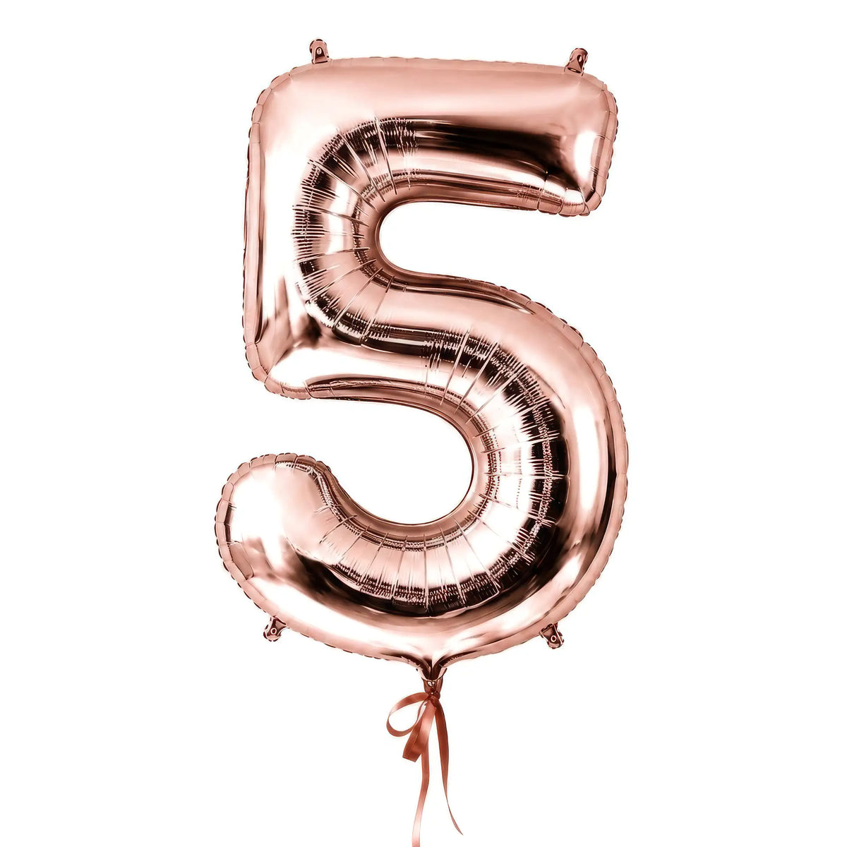 Giant rose gold number 5 helium balloon by The SoArt