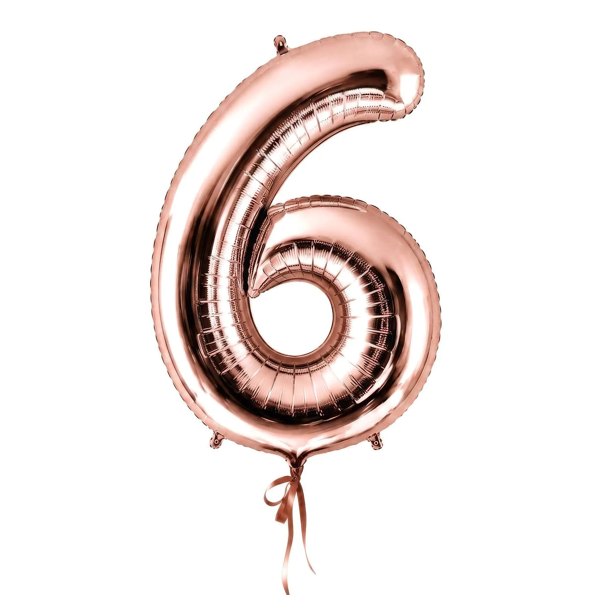 Giant rose gold number 6 helium balloon by The SoArt