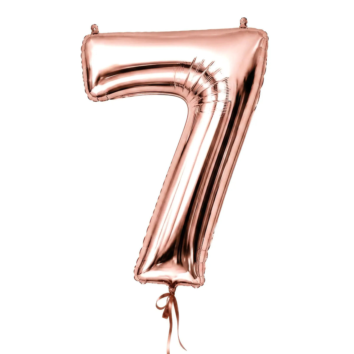 Giant rose gold number 7 helium balloon by The SoArt