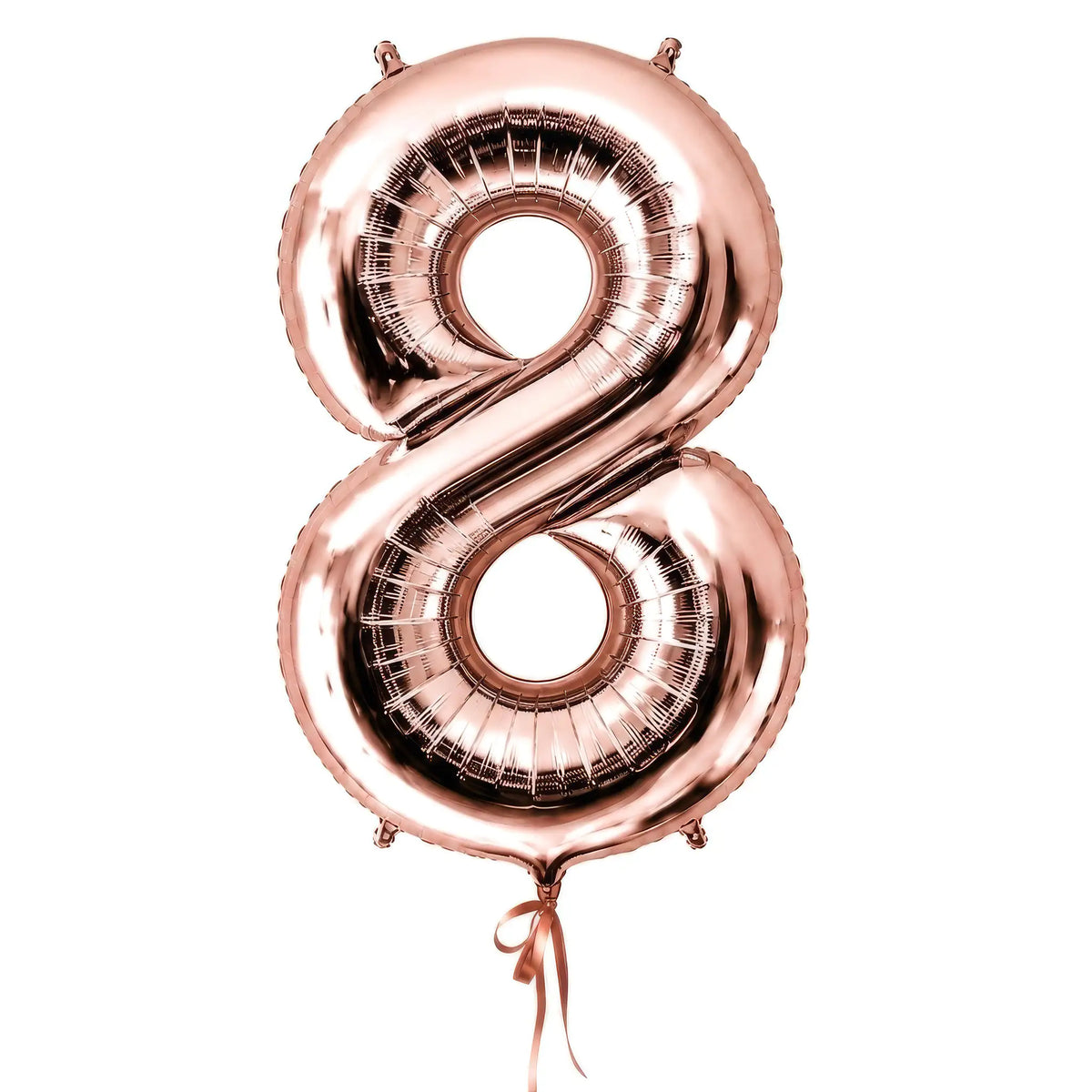 Giant rose gold number 8 helium balloon by The SoArt