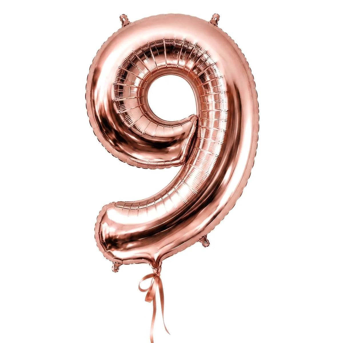 Giant rose gold number 9 helium balloon by The SoArt