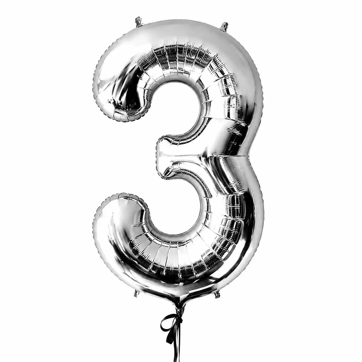 Giant silver number 3 helium balloon by The SoArt