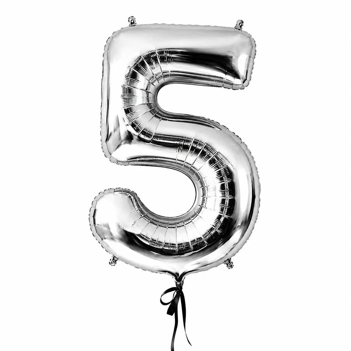 Giant silver number 5 helium balloon by The SoArt