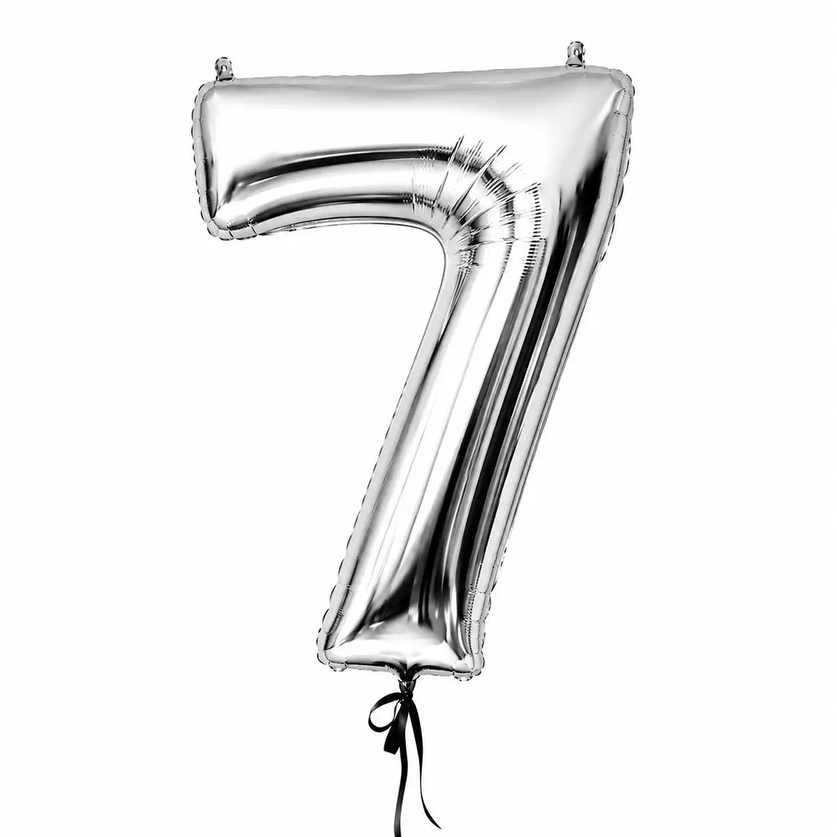 Giant silver number 7 helium balloon by The SoArt