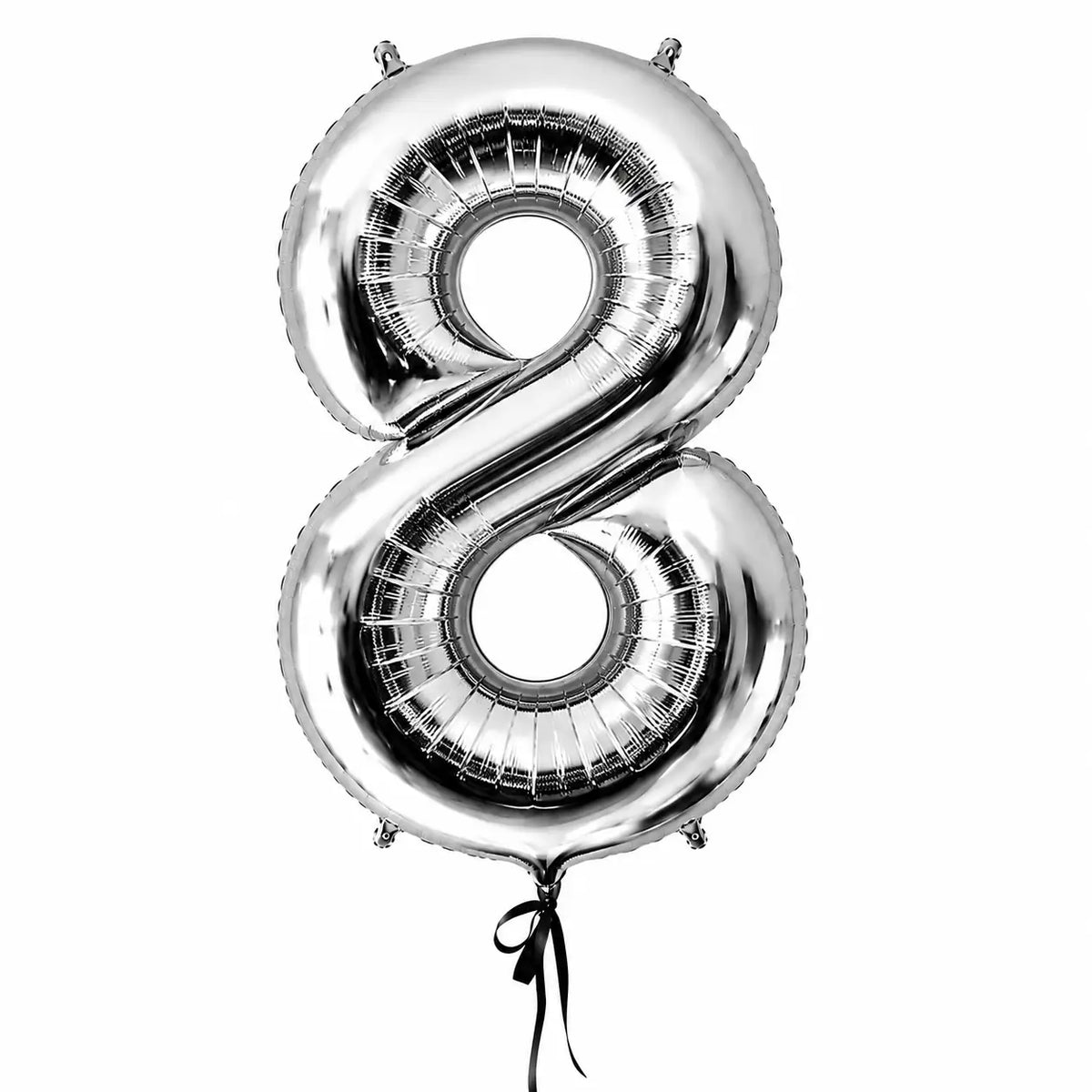 Giant silver number 8 helium balloon by The SoArt