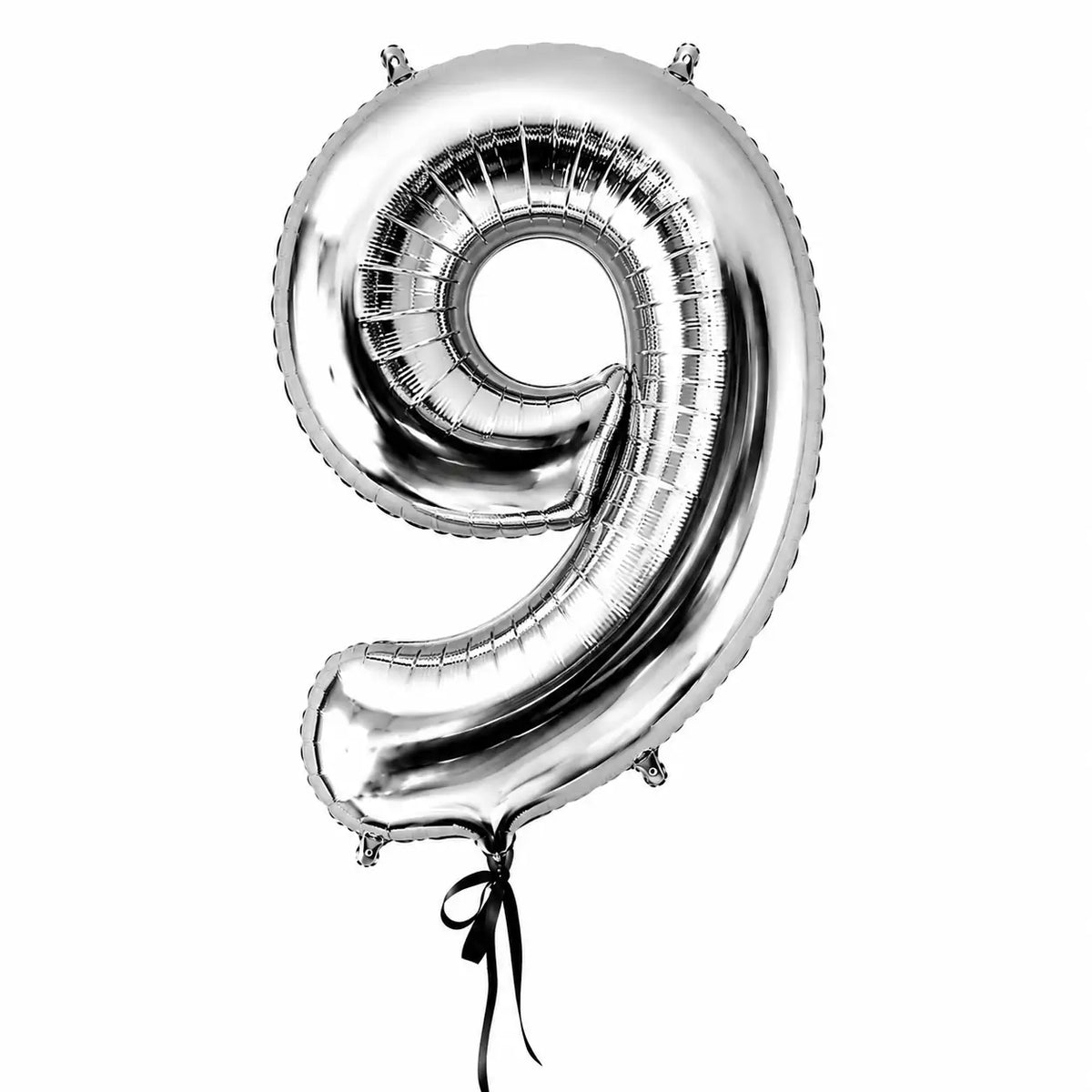 Giant silver number 9 helium balloon by The SoArt
