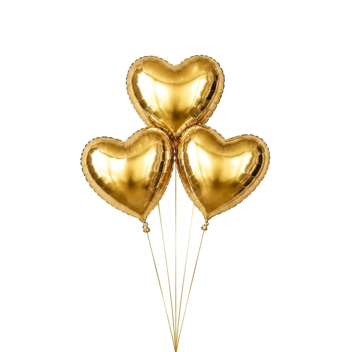 Three gold heart helium balloons by The SoArt