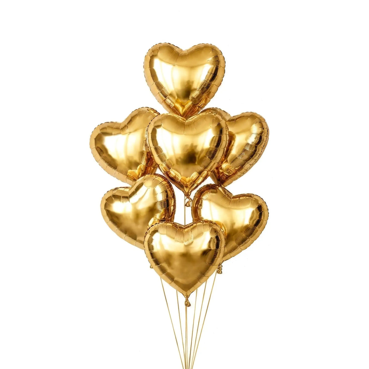 Seven gold heart helium balloons by The SoArt