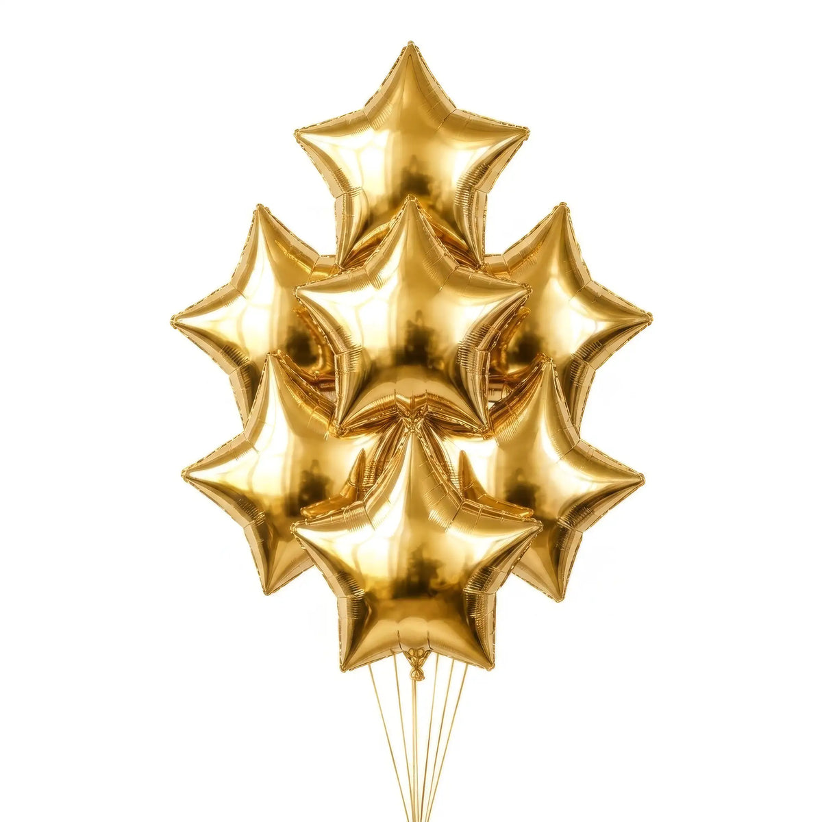 Seven gold star helium balloons by The SoArt