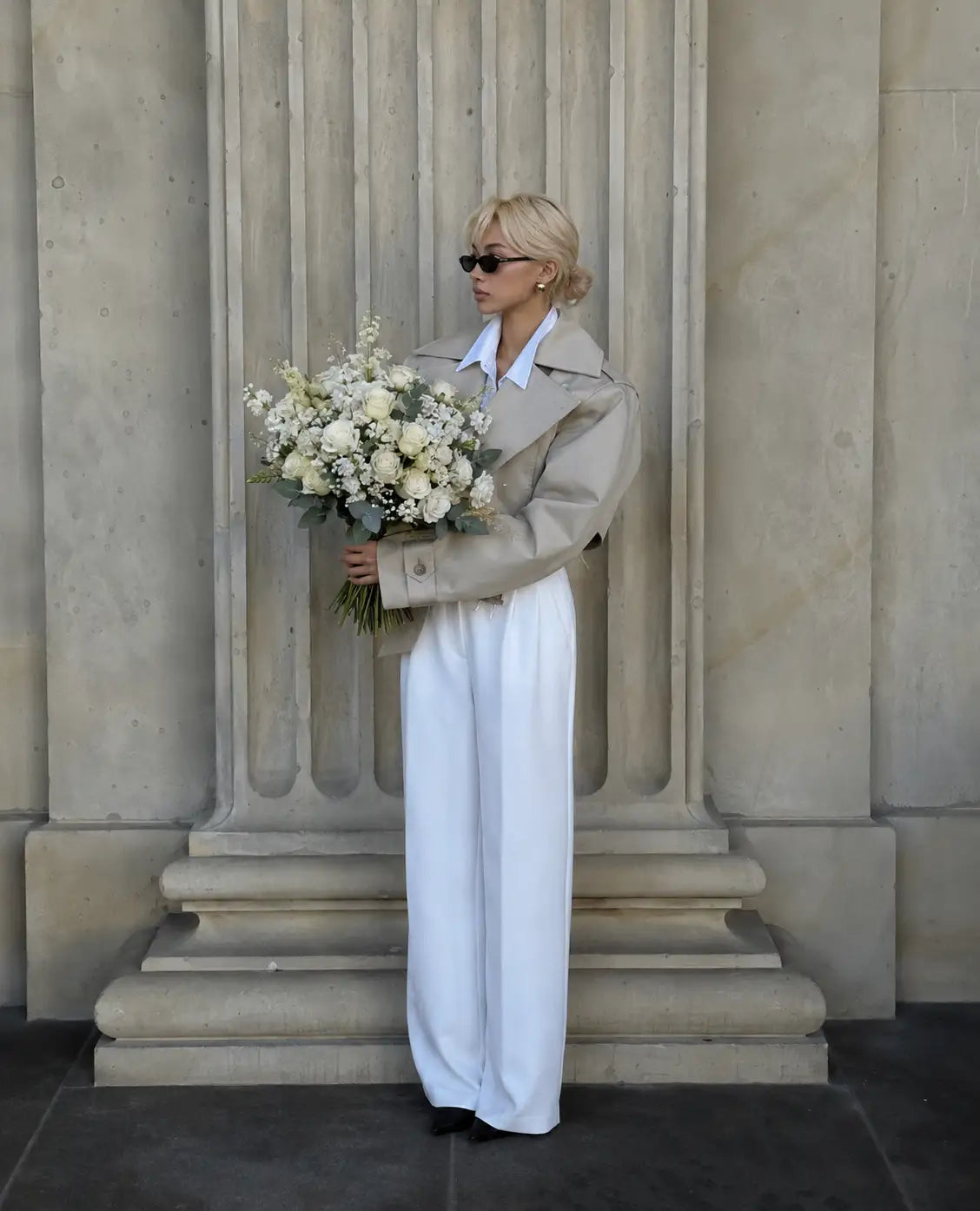 Ivory Mist flower bouquet styled in a lifestyle setting