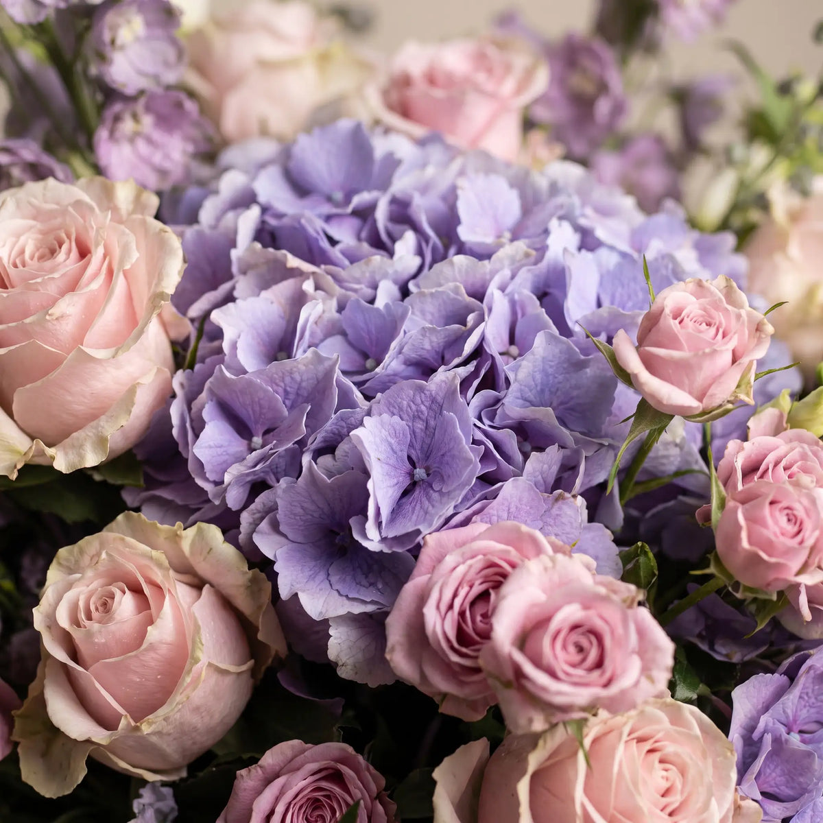 Close-up of Lavender Dream hand-tied flower bouquet