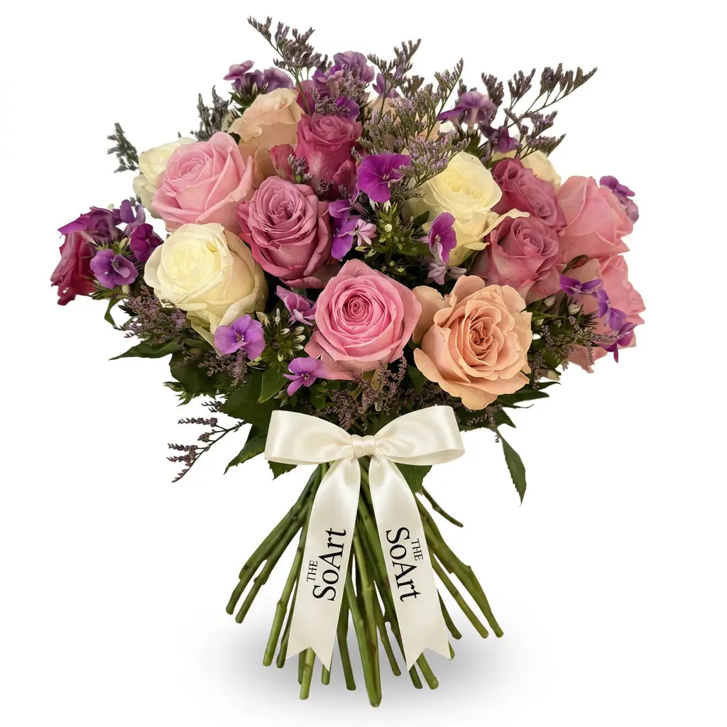Pastel Melody hand-tied flower bouquet by The SoArt