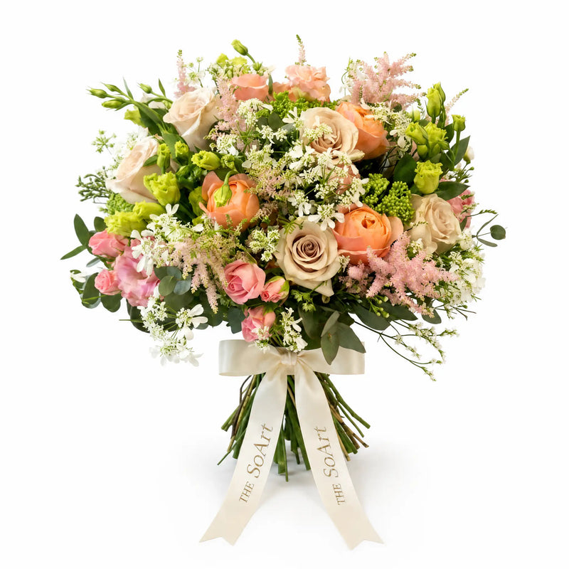 Peach Reverie hand-tied flower bouquet by The SoArt