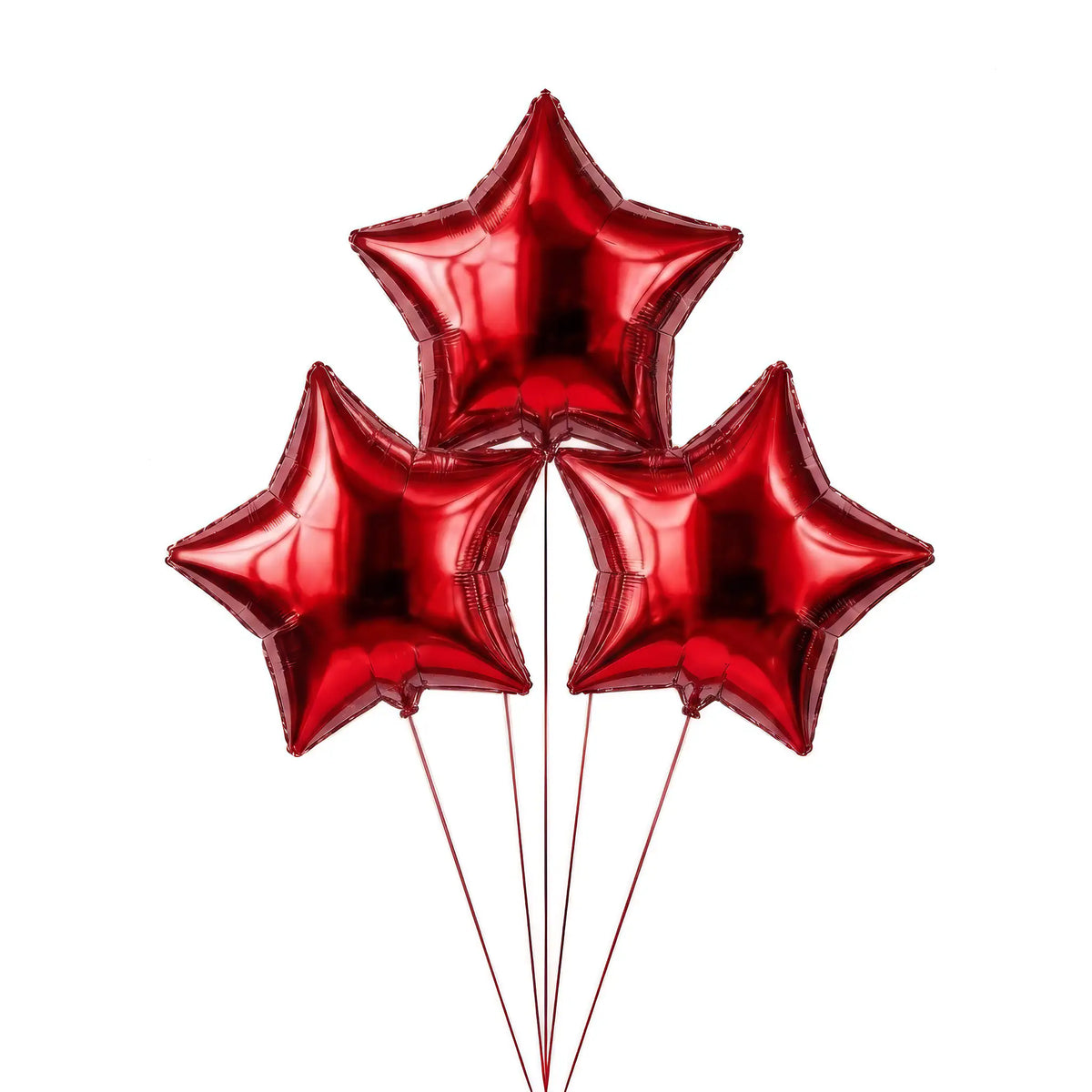 Three red star helium balloons by The SoArt