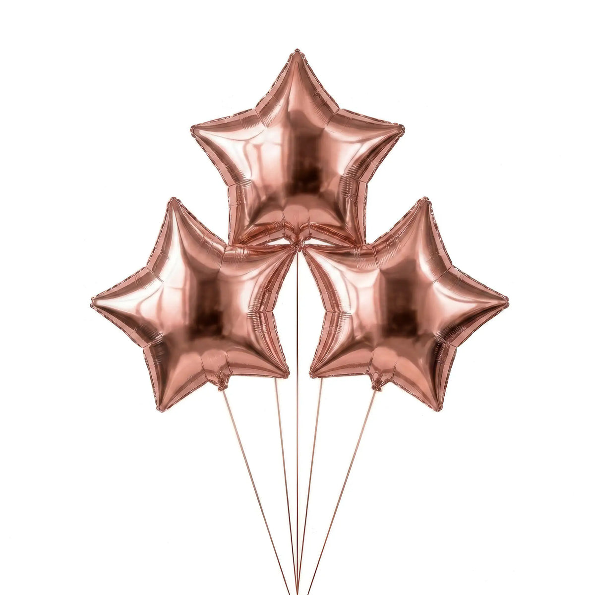 Three rose gold star helium balloons by The SoArt