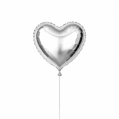 Single silver heart helium balloon by The SoArt