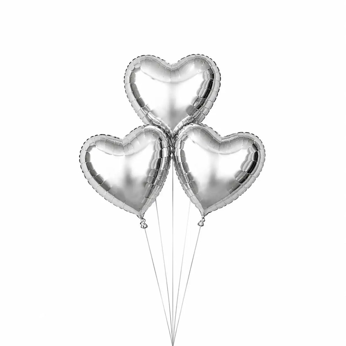 Three silver heart helium balloons by The SoArt