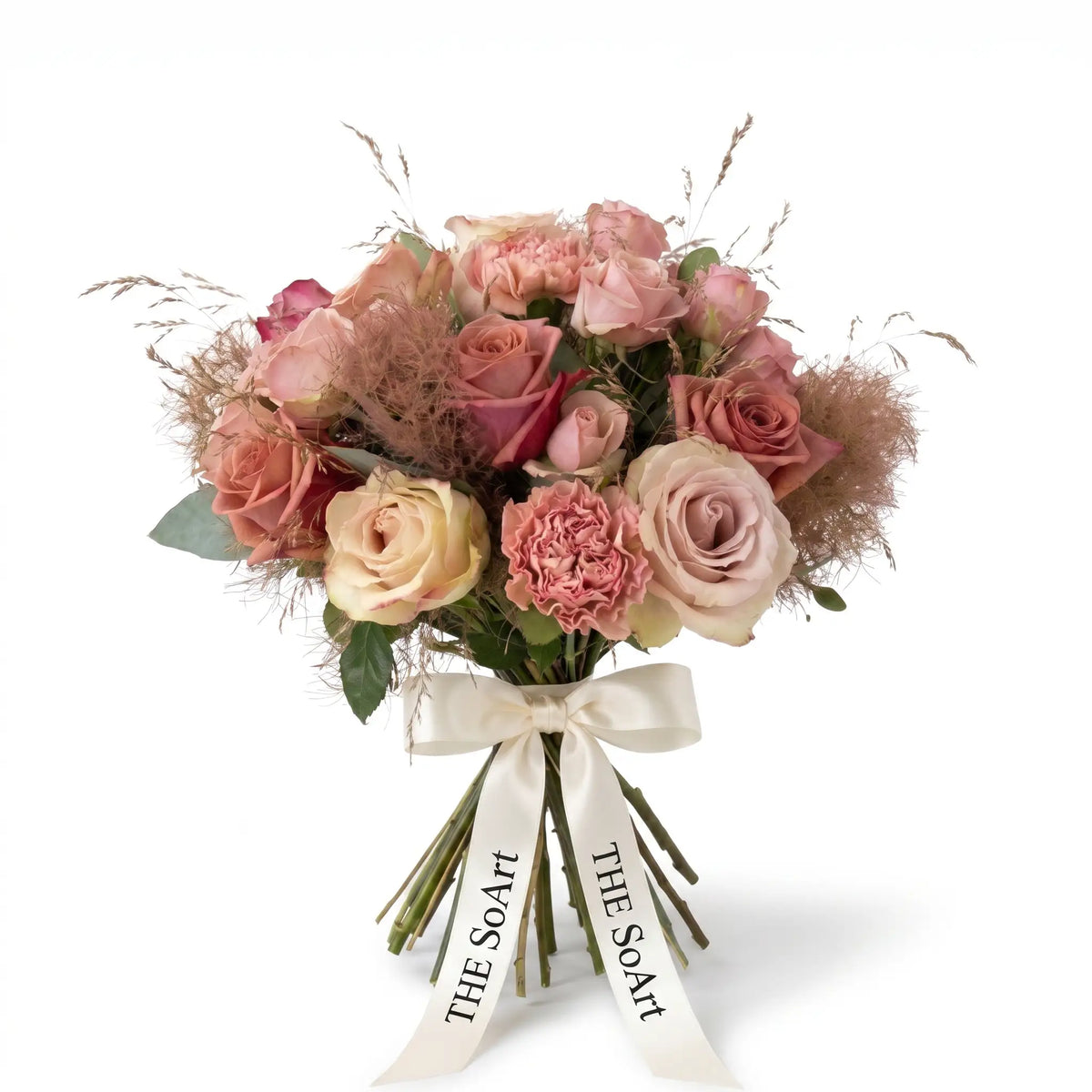 Smoky Blush hand-tied flower bouquet by The SoArt