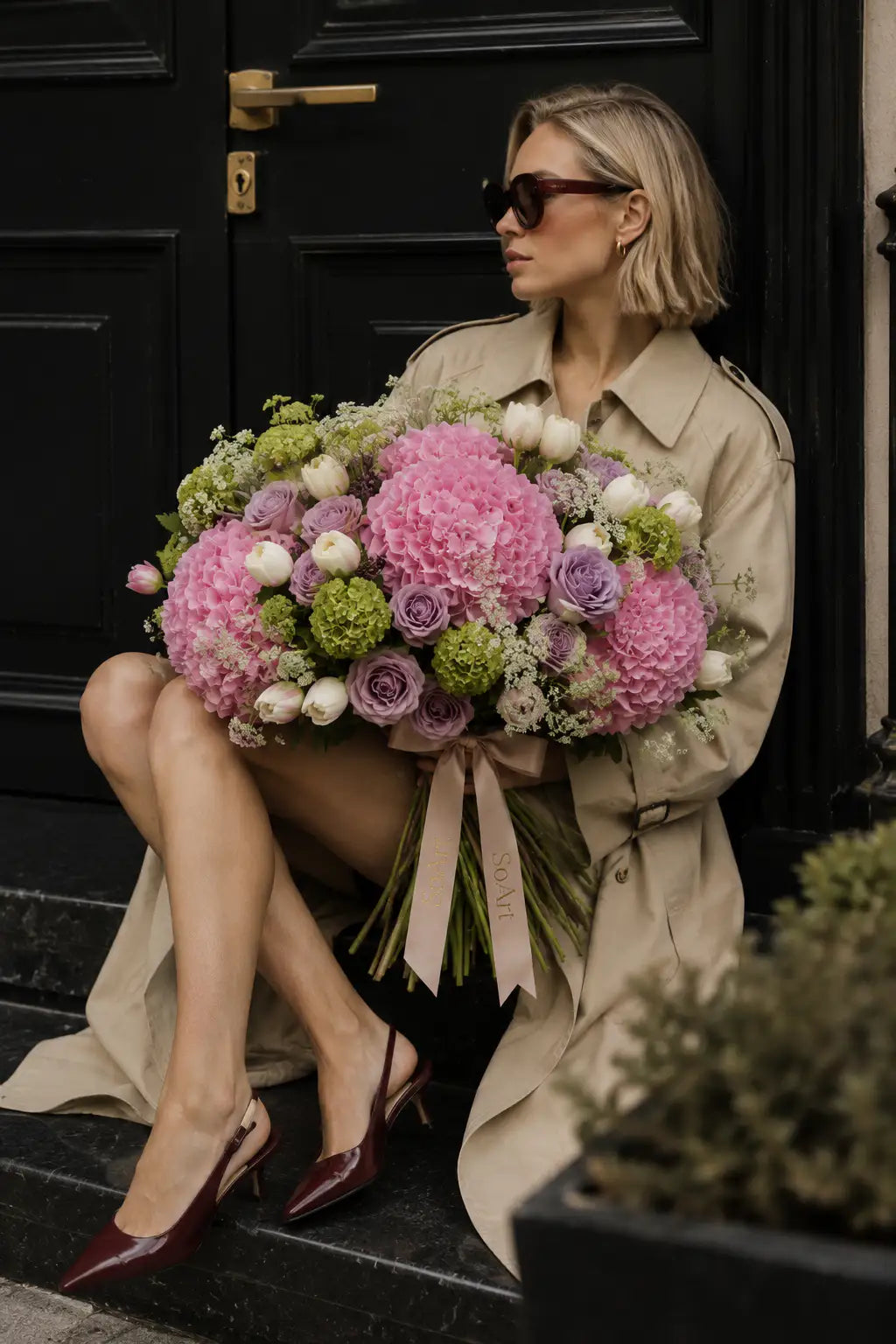 Vibrant Blooms flower bouquet styled in a lifestyle setting