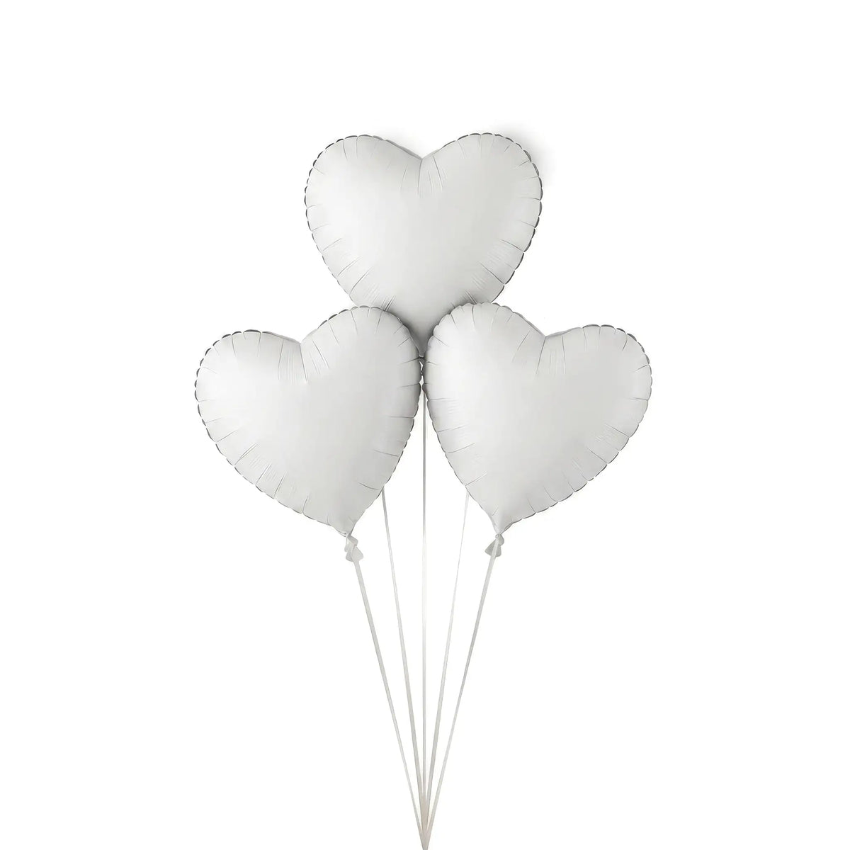 Three white heart helium balloons by The SoArt