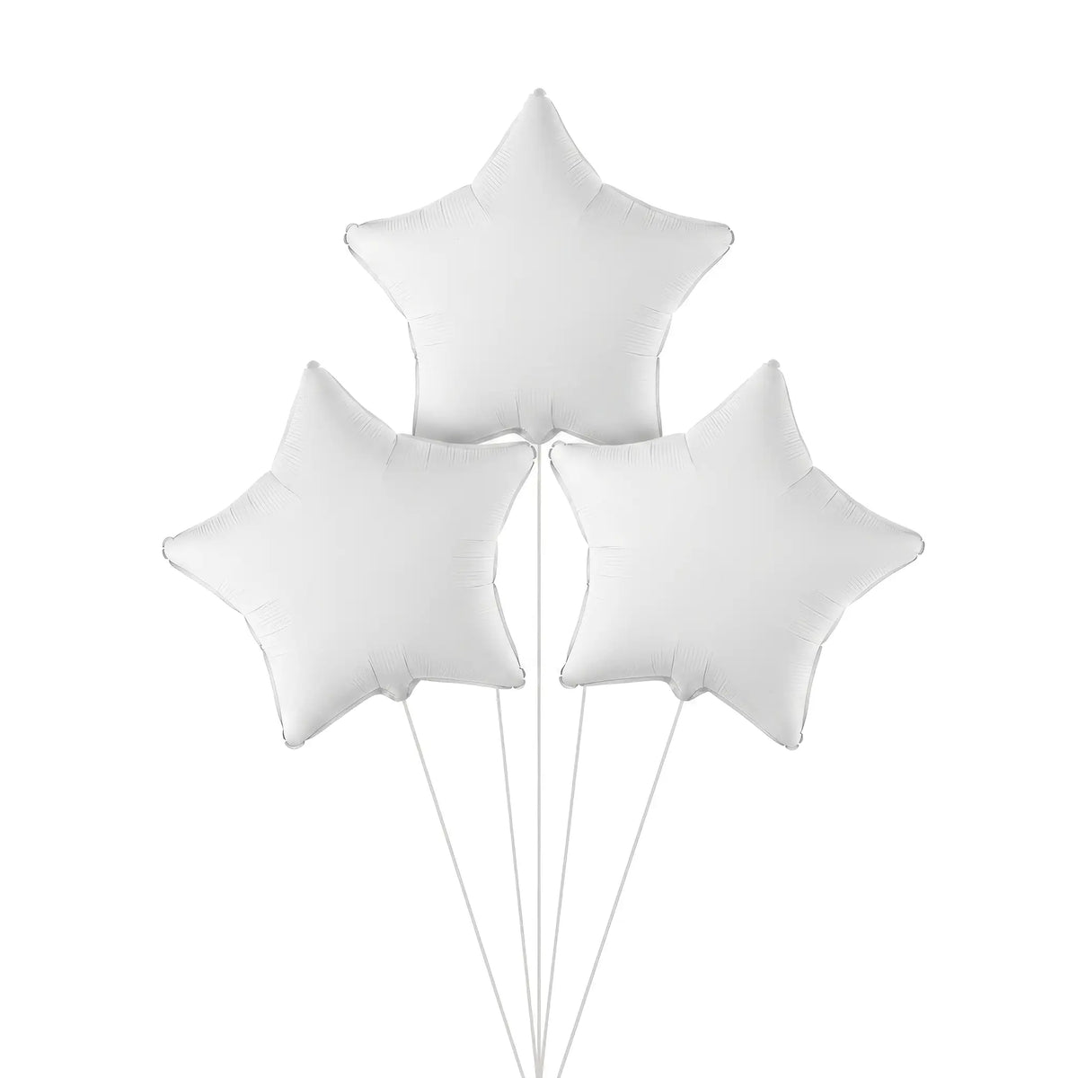 Three white star helium balloons by The SoArt