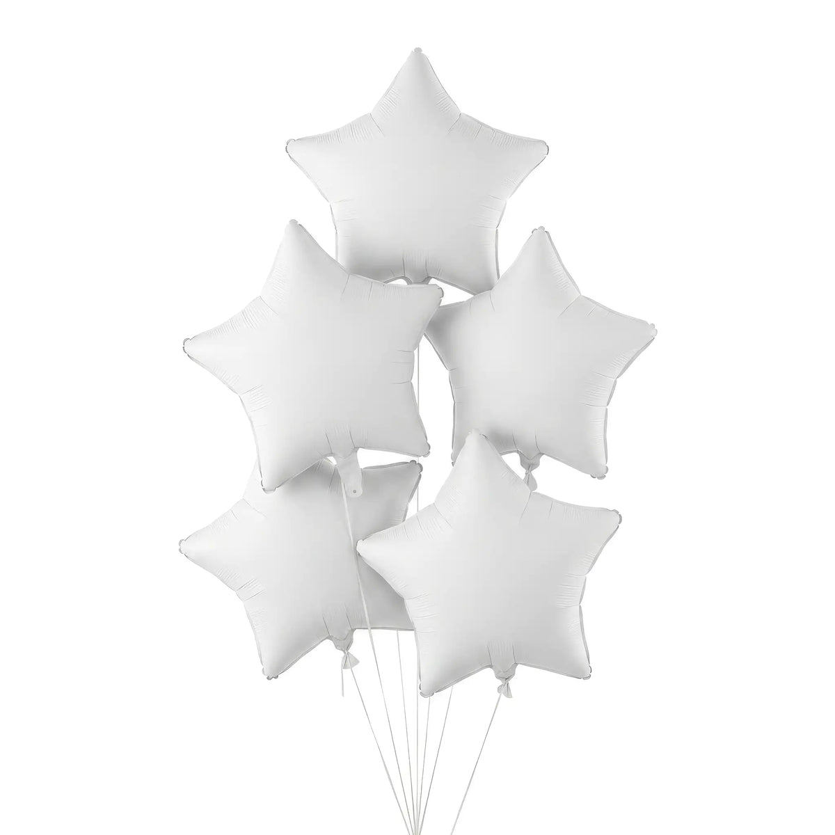 Five white star helium balloons by The SoArt