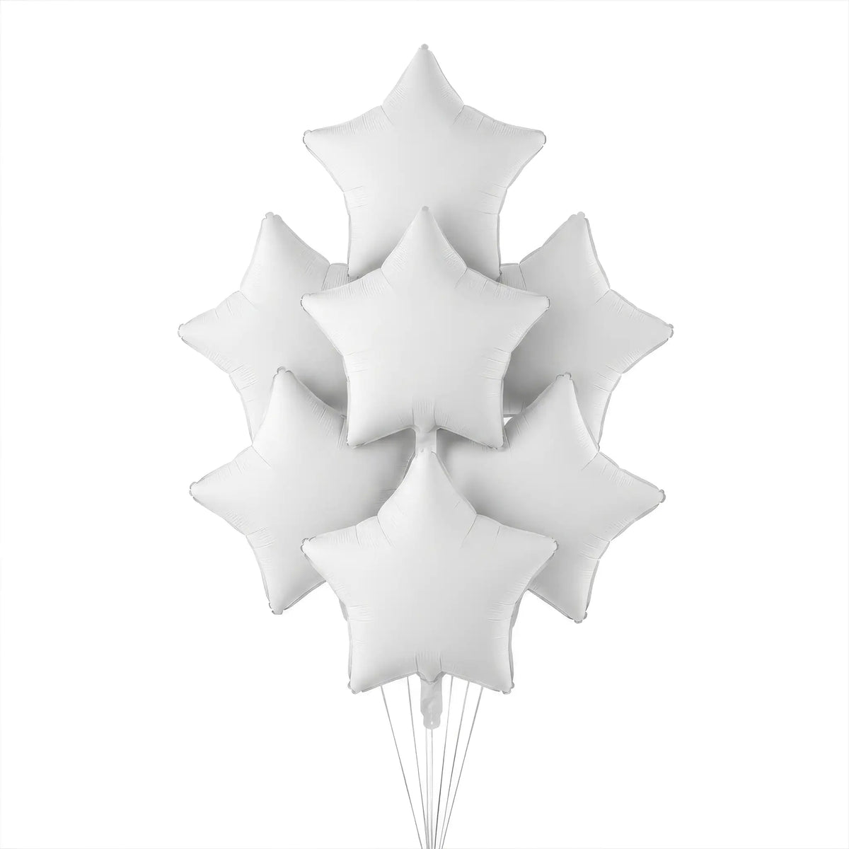 Seven white star helium balloons by The SoArt